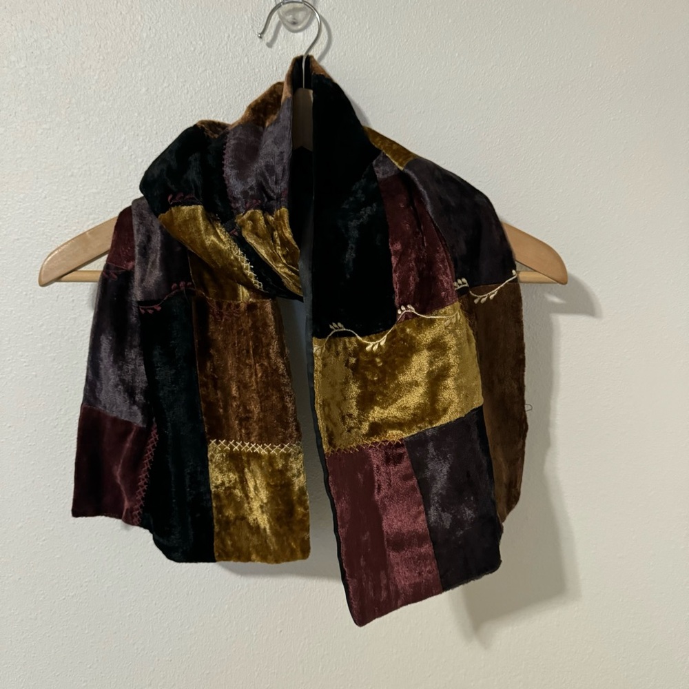 Accessory Street Patchwork Velvet Embroidered Sca… - image 2